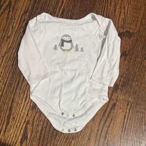 White Penguin Print Kids One Piece